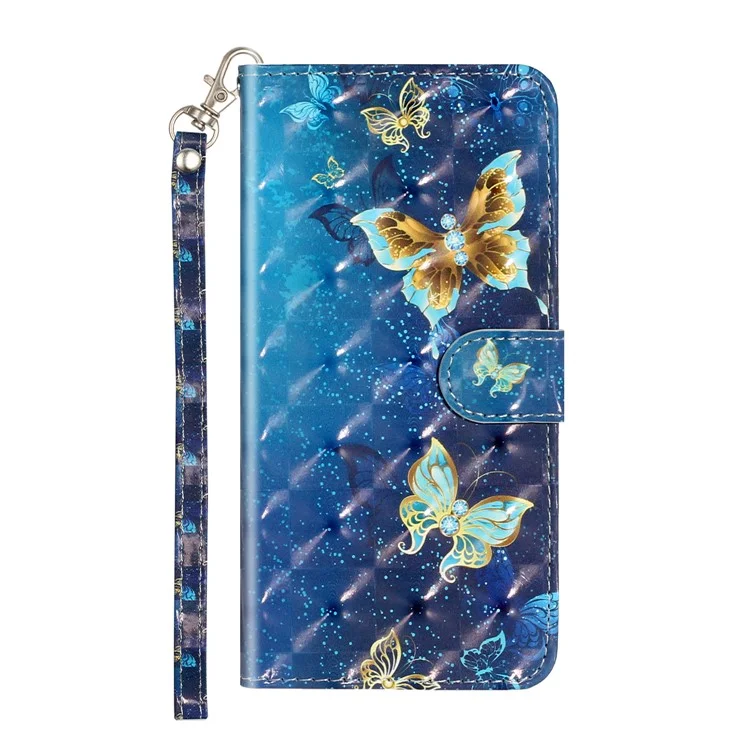 Decoración de Manchas Ligeras Case de Billetera de Cuero Estampada Estampada Para Samsung Galaxy A40 - Mariposa