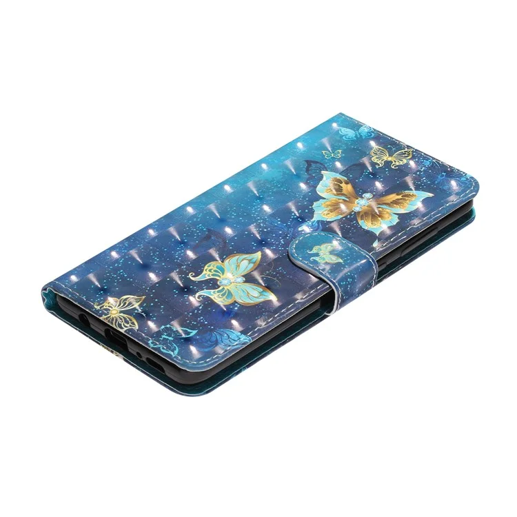 Decoración de Manchas Ligeras Case de Billetera de Cuero Estampada Estampada Para Samsung Galaxy A40 - Mariposa