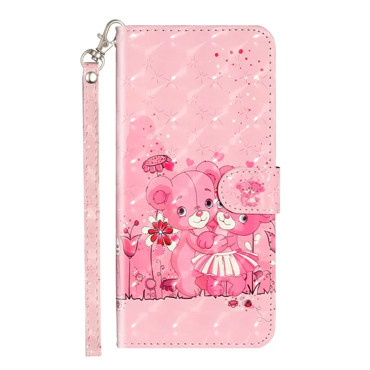 Ligera Decoración Decoración en Relieve Case de Billetera de Cuero Para Samsung Galaxy A50/a30s/a50s - Osito de Peluche