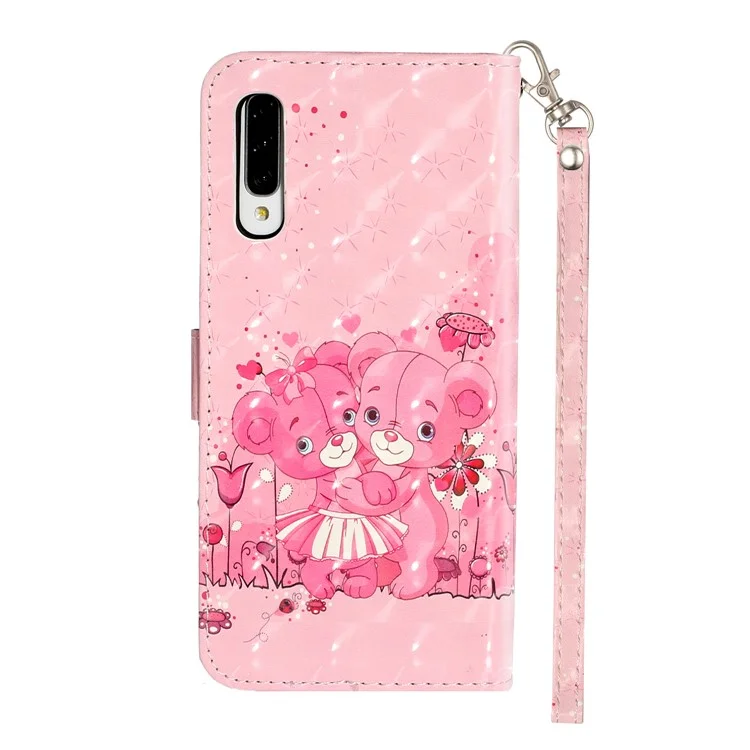 Ligera Decoración Decoración en Relieve Case de Billetera de Cuero Para Samsung Galaxy A50/a30s/a50s - Osito de Peluche