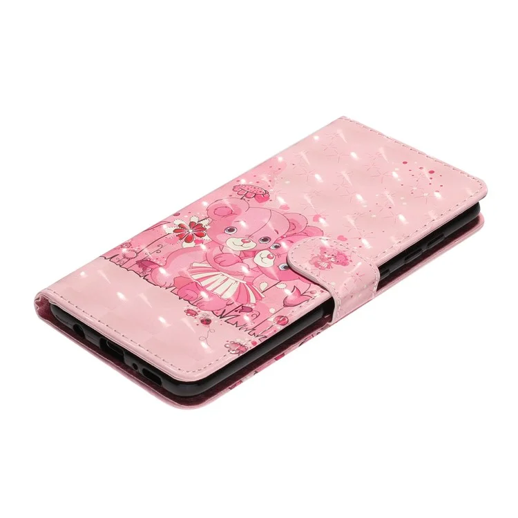 Ligera Decoración Decoración en Relieve Case de Billetera de Cuero Para Samsung Galaxy A50/a30s/a50s - Osito de Peluche