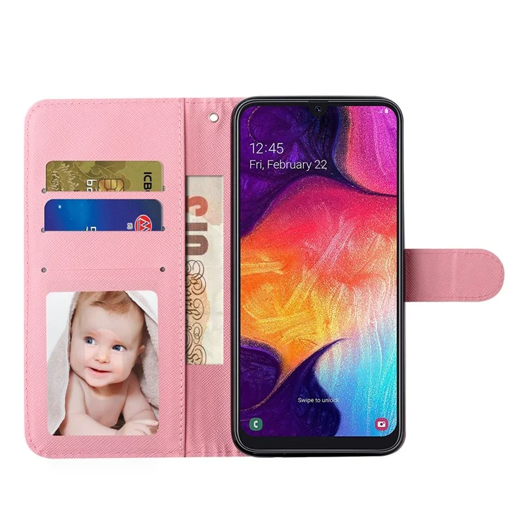 Light Spot Decor Embossed Pattern Leather Wallet Case for Samsung Galaxy A50/A30s/A50s - Teddy