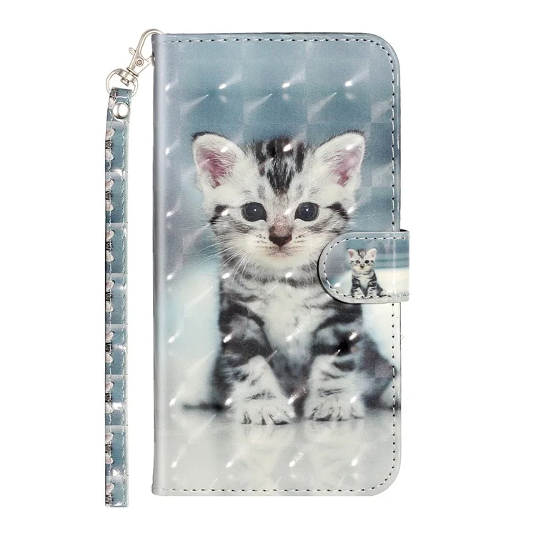 Patterned Embossed Leather Wallet Phone Case with Strap for Samsung Galaxy M10/A10 - Cat