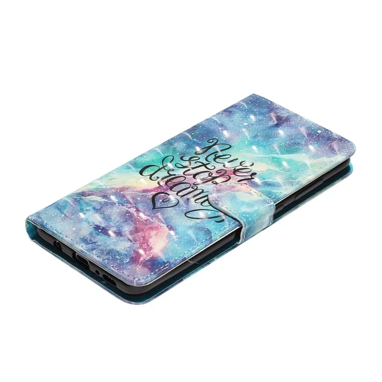 Light Spot Decor Pattern Embossed Leather Case Wallet Phone Cover for Samsung Galaxy A20e - Never Stop Dreaming