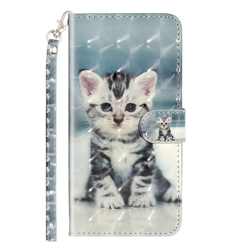 Light Spot Decor Pattern Embossed Leather Case Wallet Phone Cover for Samsung Galaxy A20e - Cat