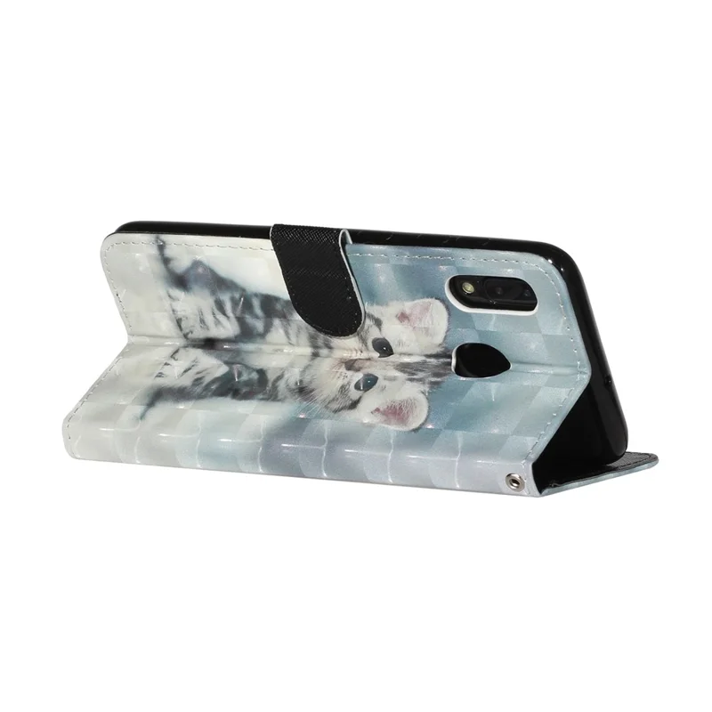 Light Spot Decor Pattern Embossed Leather Case Wallet Phone Cover for Samsung Galaxy A20e - Cat