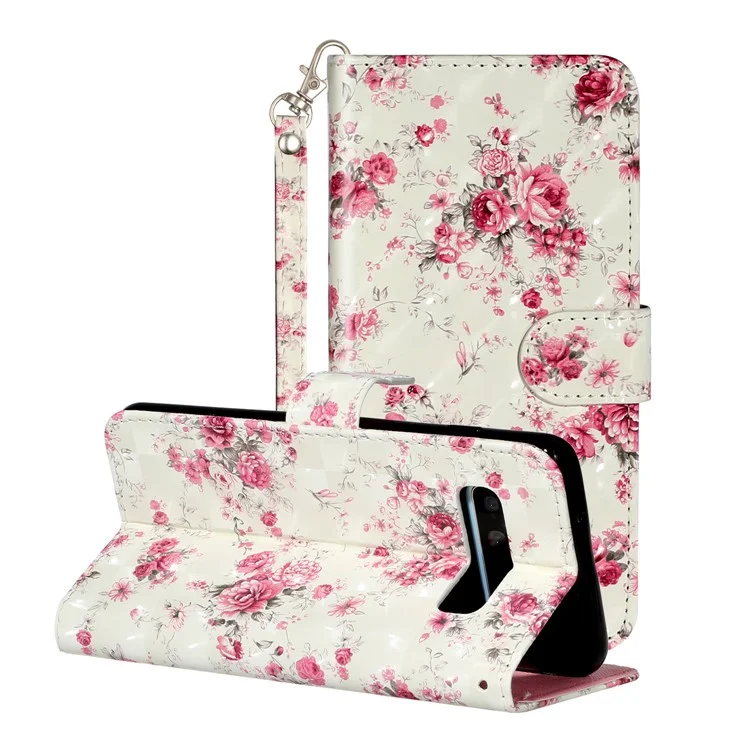Ligera Decoración Patrón en Relieve Case de Cuero Para Samsung Galaxy S10 - Flor