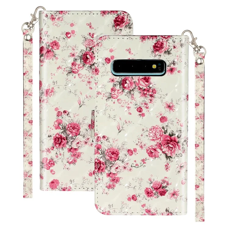 Ligera Decoración Patrón en Relieve Case de Cuero Para Samsung Galaxy S10 - Flor