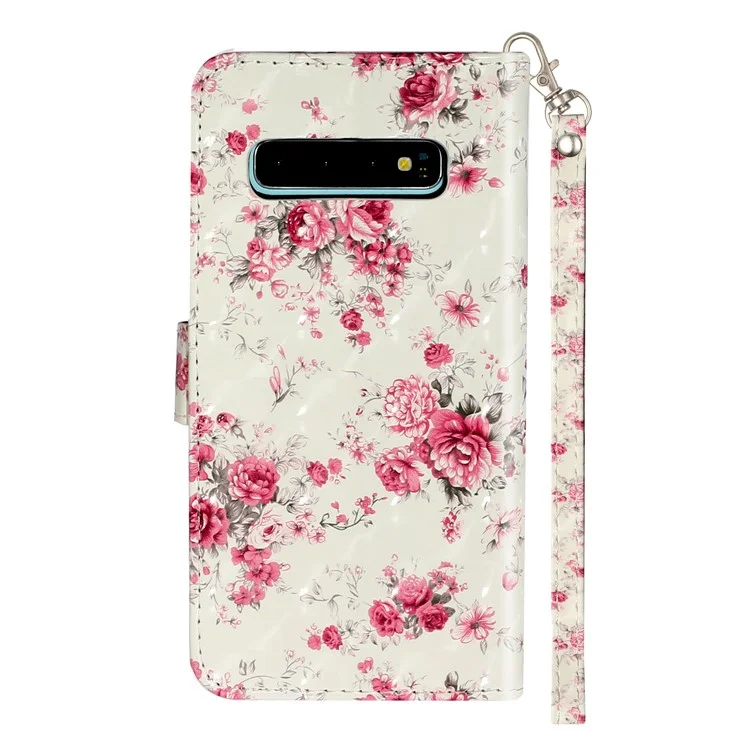 Ligera Decoración Patrón en Relieve Case de Cuero Para Samsung Galaxy S10 - Flor