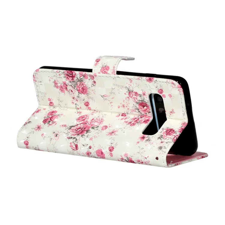 Ligera Decoración Patrón en Relieve Case de Cuero Para Samsung Galaxy S10 - Flor