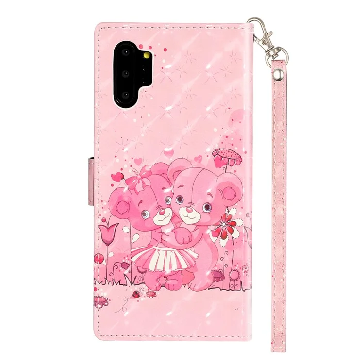 Leichtes Spot Dekor Gemustert Leder Brieftaschenhülle Für Samsung Galaxy Note 10 Plus - Bären