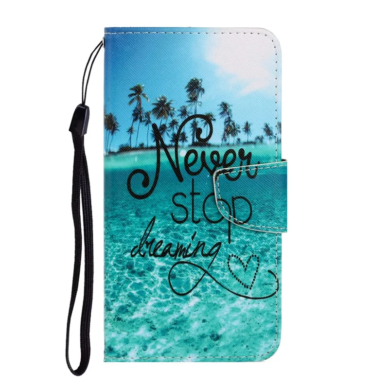 Pattern Printing Flip Leather Wallet Phone Cover for Samsung Galaxy A21s - Never Stop Dreaming
