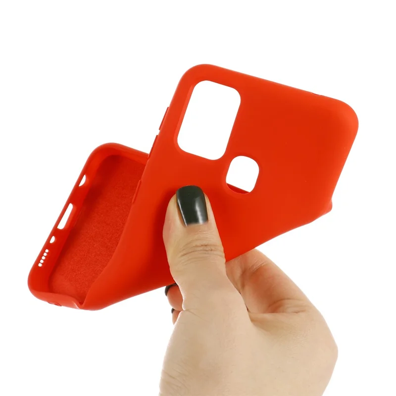 Liquid Silicone Shell Phone Case for Samsung Galaxy A21s Close-Fitting Phone Accessory - Red