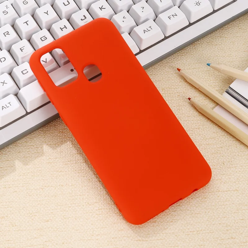 Liquid Silicone Shell Phone Case for Samsung Galaxy A21s Close-Fitting Phone Accessory - Red