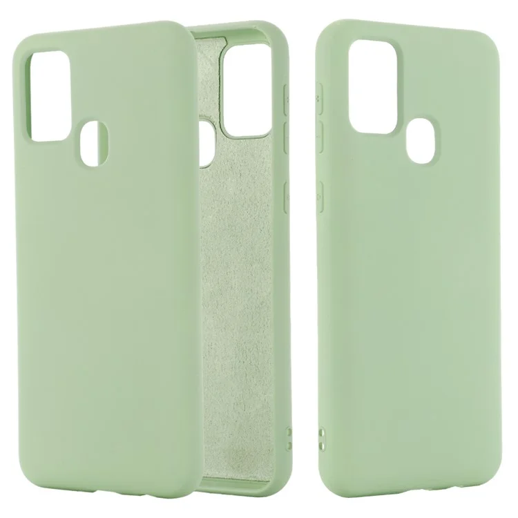 Cassa Del Telefono Della Conchiglia Del Silicone Liquido Per Il Samsung Galaxy A21S Accessorio Del Telefono Aderente - Verde