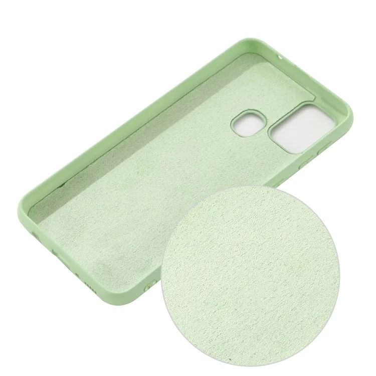 Cassa Del Telefono Della Conchiglia Del Silicone Liquido Per Il Samsung Galaxy A21S Accessorio Del Telefono Aderente - Verde