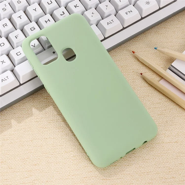 Cassa Del Telefono Della Conchiglia Del Silicone Liquido Per Il Samsung Galaxy A21S Accessorio Del Telefono Aderente - Verde