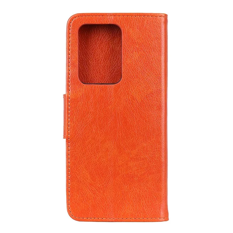 Nappa Texture Split Leather Shell Wallet Case per Samsung Galaxy Note20 Ultra/20 Ultra 5G - Arancione