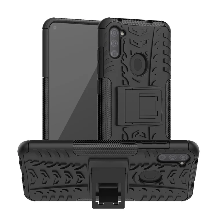 Tampa Anti-slip PC + TPU Com Shell Kickstand Para Samsung Galaxy A11 (versão Dos Eua) - Preto