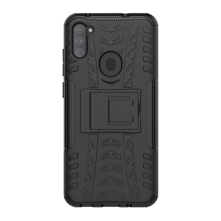 Copertina PC + TPU Anti-slip Con Shell Kickstand Per Samsung Galaxy A11 (versione Statunitense) - Nero