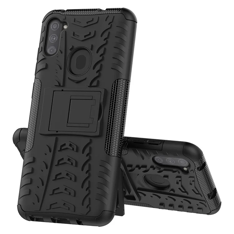 Couverture Antidérapante PC + TPU Avec Coque de Kickstand Pour Samsung Galaxy A11 (version Américaine) - le Noir