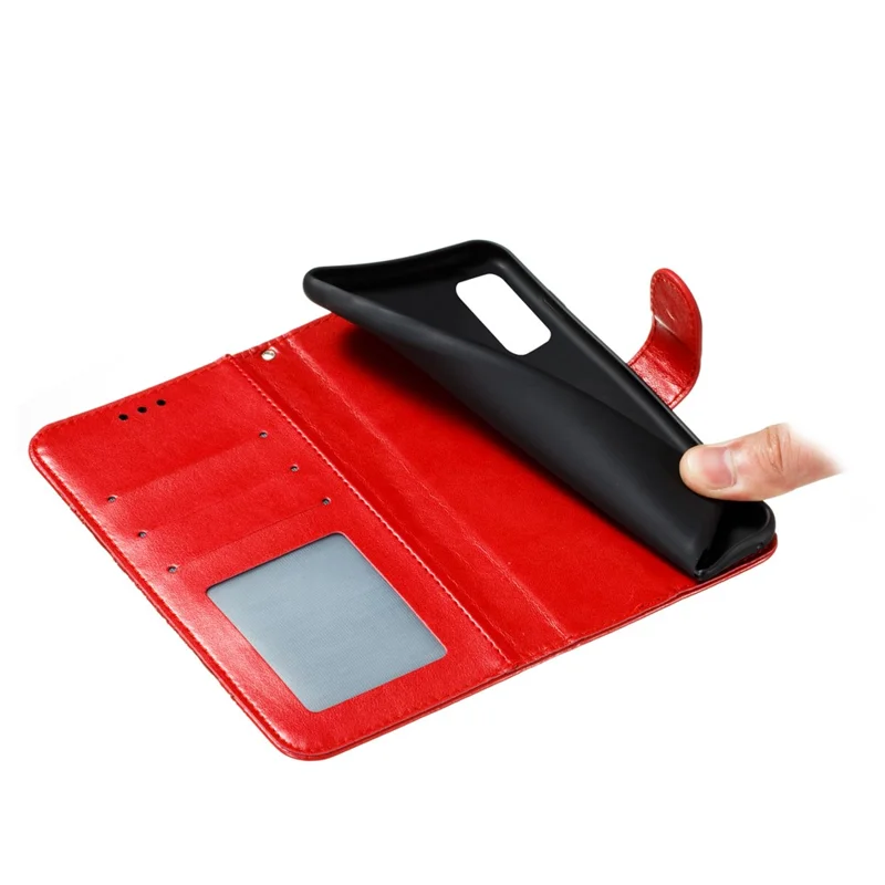 Futera skórzana z nadrukiem Mandala Kwiat dla Samsung Galaxy A21s - Czerwony