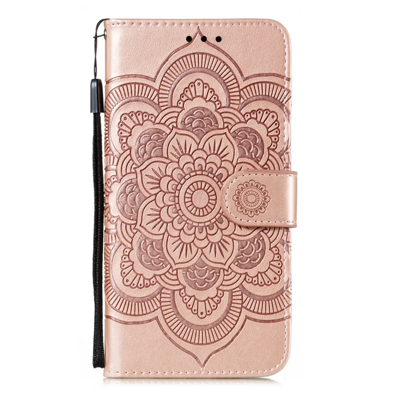 Imprint Mandala Flower Leather Shell for Samsung Galaxy A21s - Rose Gold