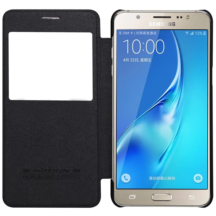 NILLKIN Qin Series Window View Leather Case for Samsung Galaxy J7 (2016) - Black