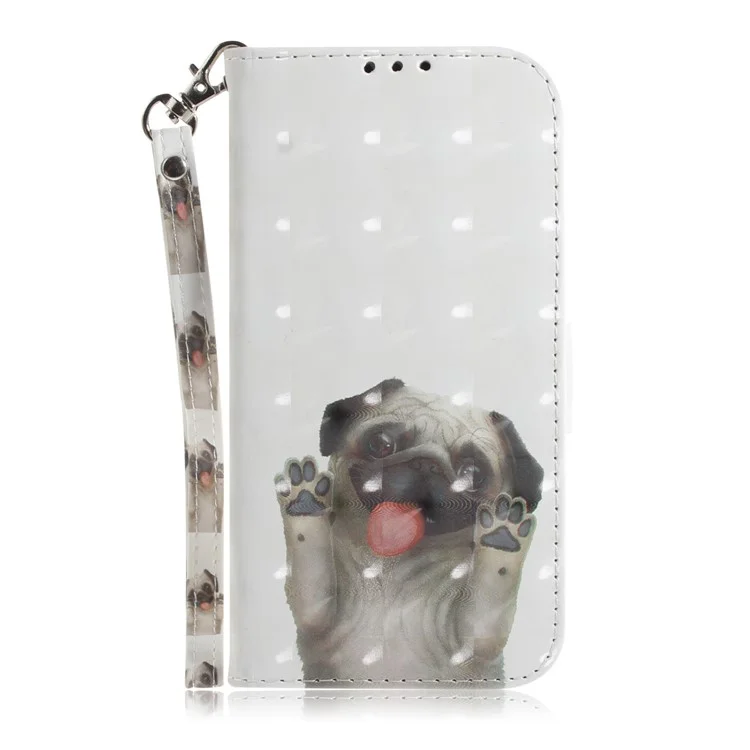Luce Spot Decor Pattern Printing Wallet Stand Custodia in pelle con Cinturino per Samsung Galaxy A21s - Cane