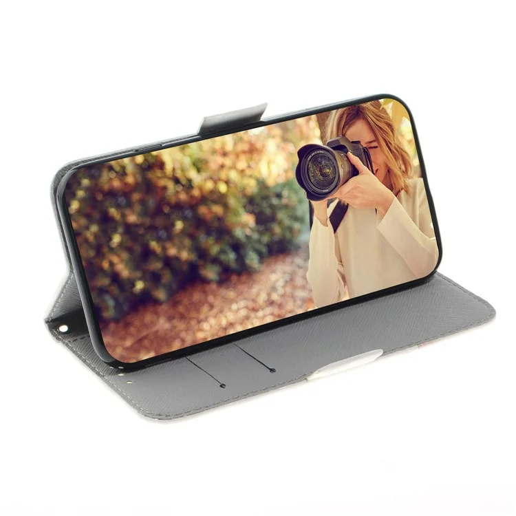 Luce Spot Decor Pattern Printing Wallet Stand Custodia in pelle con Cinturino per Samsung Galaxy A21s - Cane