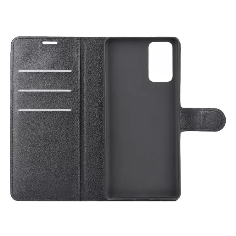 Litchi Skin with Wallet Leather Cover for Samsung Galaxy Note 20 / Note 20 5G - Black