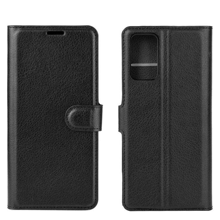 Litchi Skin with Wallet Leather Cover for Samsung Galaxy Note 20/Note 20 5G - Black