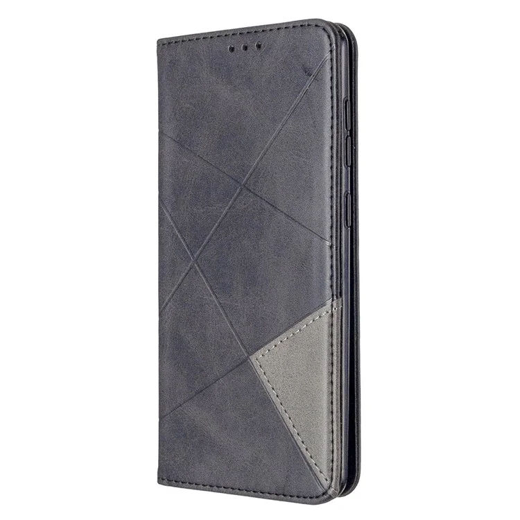 Funda de Cuero Absorbente con Patrón Geométrico para Samsung Galaxy A31 - Negro