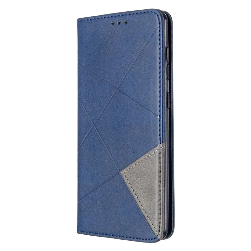 Geometric Pattern Auto-Absorbed Leather Cover for Samsung Galaxy A31 - Blue