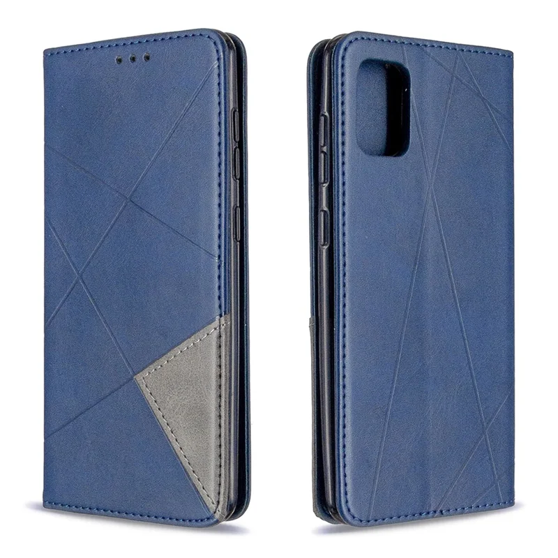 Geometric Pattern Auto-Absorbed Leather Cover for Samsung Galaxy A31 - Blue