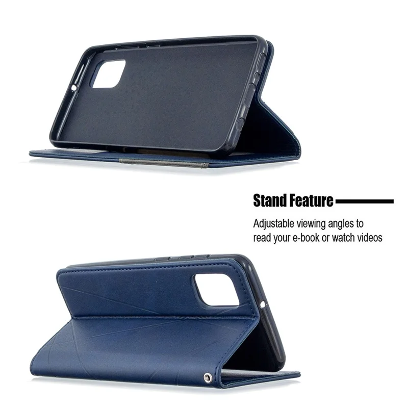 Geometric Pattern Auto-Absorbed Leather Cover for Samsung Galaxy A31 - Blue