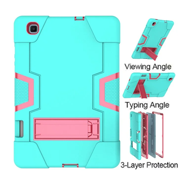 Per Samsung Galaxy Tab S6 Lite/S6 Lite (2022) PC TPU Hybrid Tablet Case Con Cavalletto - Ciano + Rosa