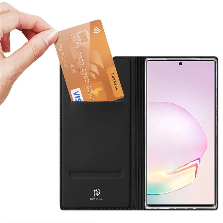 DUX DUCIS Série Skin Pro Étui en cuir délicat avec fente pour carte et support pour Samsung Galaxy Note20 Ultra / Note20 Ultra 5G - Noir 