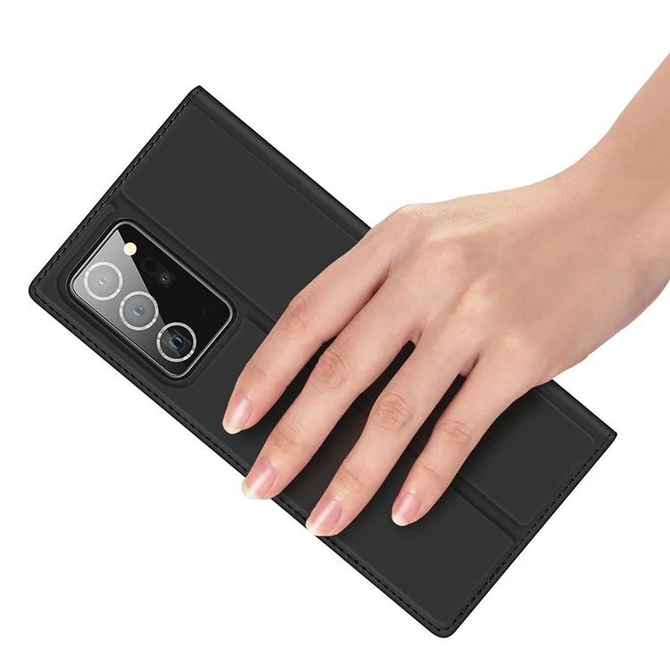 DUX DUCIS Série Skin Pro Étui en cuir délicat avec fente pour carte et support pour Samsung Galaxy Note20 Ultra / Note20 Ultra 5G - Noir 