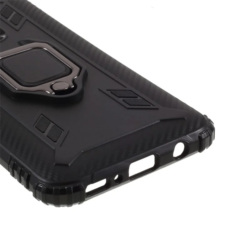 Téléphone Couverture du Doigt Ring Kickstand TPU Back Back Pour Samsung Galaxy M31 - le Noir