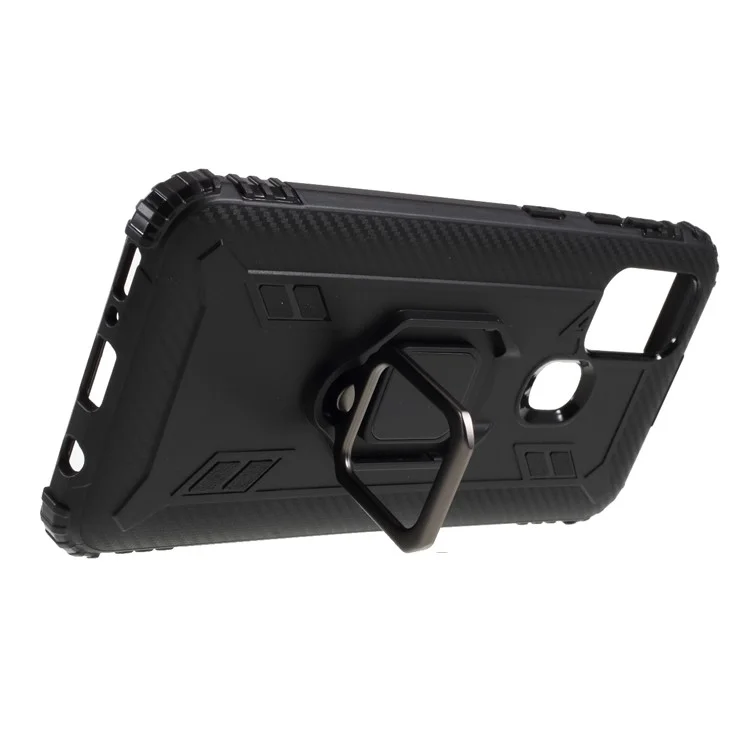 Téléphone Couverture du Doigt Ring Kickstand TPU Back Back Pour Samsung Galaxy M31 - le Noir