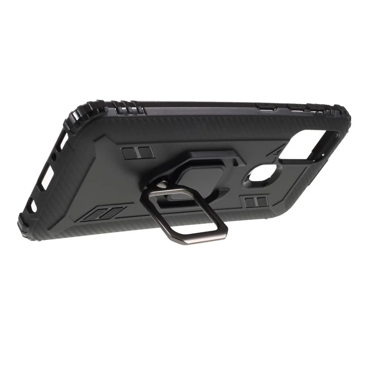 Téléphone Couverture du Doigt Ring Kickstand TPU Back Back Pour Samsung Galaxy M31 - le Noir