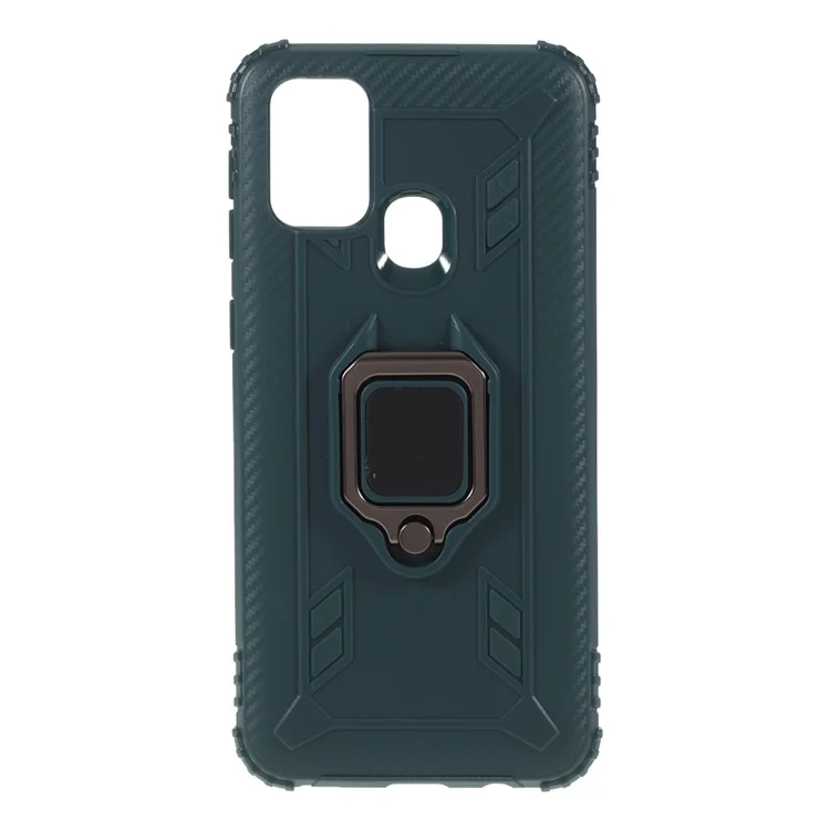 Telefonabdeckung Finger Ring Kickstand TPU Back -hülle Für Samsung Galaxy M31 - Grün