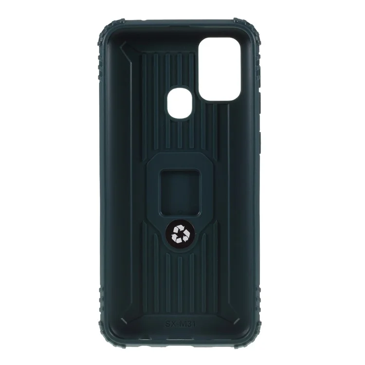 Telefonabdeckung Finger Ring Kickstand TPU Back -hülle Für Samsung Galaxy M31 - Grün