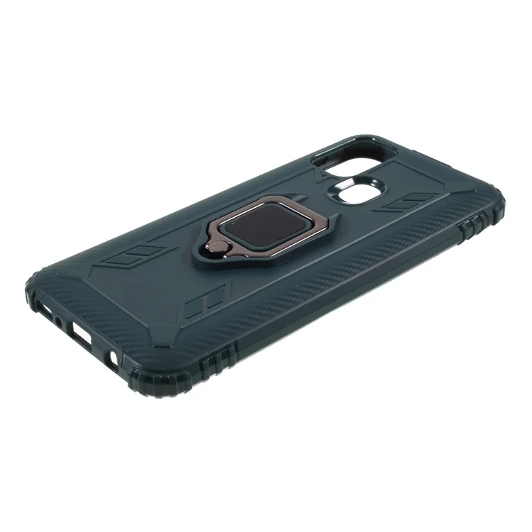 Telefonabdeckung Finger Ring Kickstand TPU Back -hülle Für Samsung Galaxy M31 - Grün
