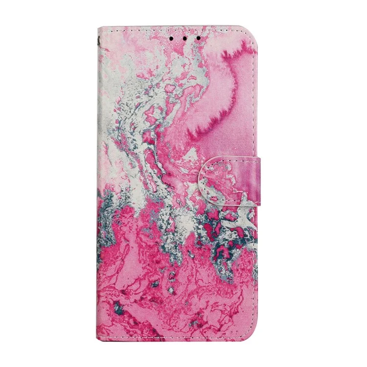 Pattern Printing Leather Wallet Cover Cell Phone Case for Samsung Galaxy A41 (Global Version) - Pink/Grey