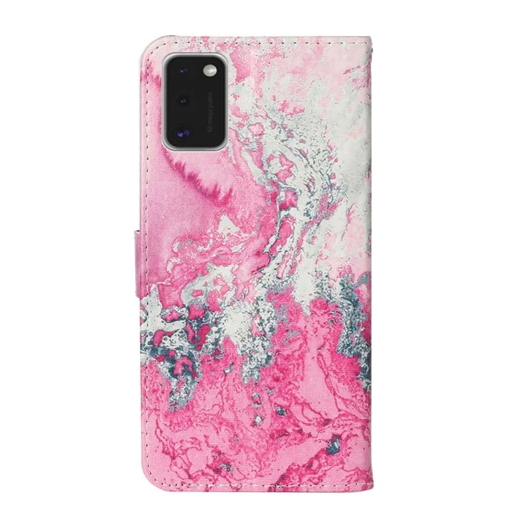 Pattern Printing Leather Wallet Cover Cell Phone Case for Samsung Galaxy A41 (Global Version) - Pink/Grey