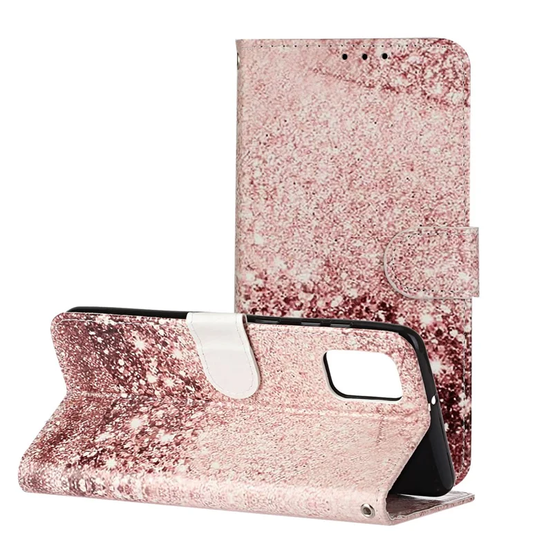 Foliaz z nadrukiem w stylu imitacja skórzana etui portfelowe na telefon komórkowy dla Samsung Galaxy A41 (wersja globalna) - złoty