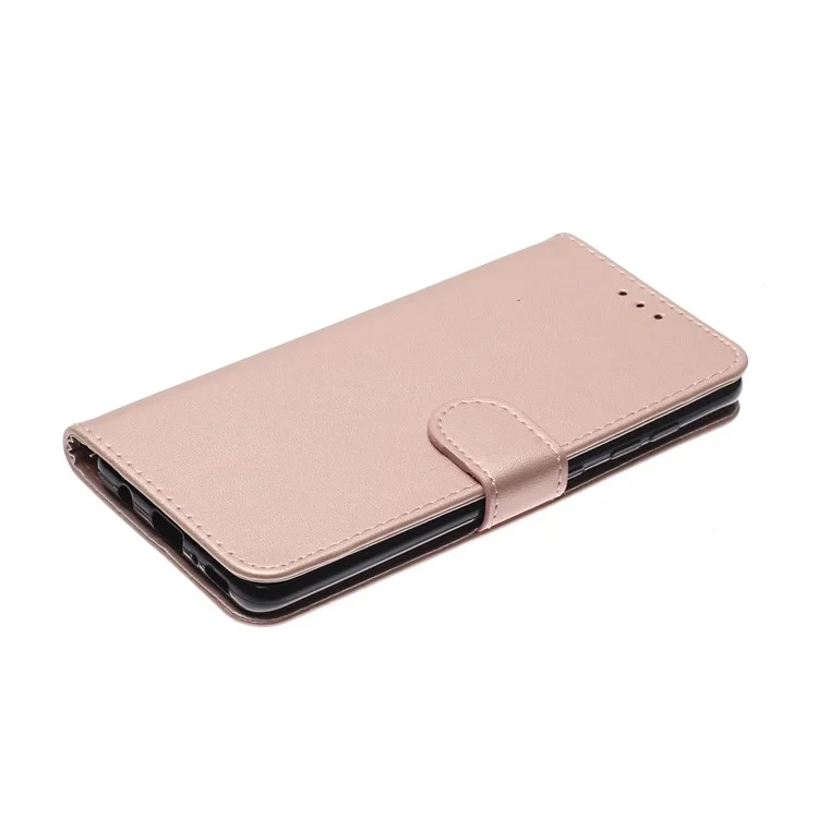 Solid Color Leather Wallet Back Cover for Samsung Galaxy A31 - Rose Gold