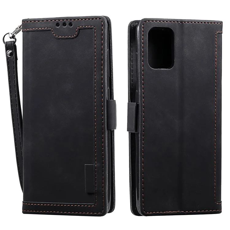 Case de Cuero de Soporte de Billetera de Estilo de Empalme Retro Para Samsung Galaxy Note20/Note20 5G - Negro